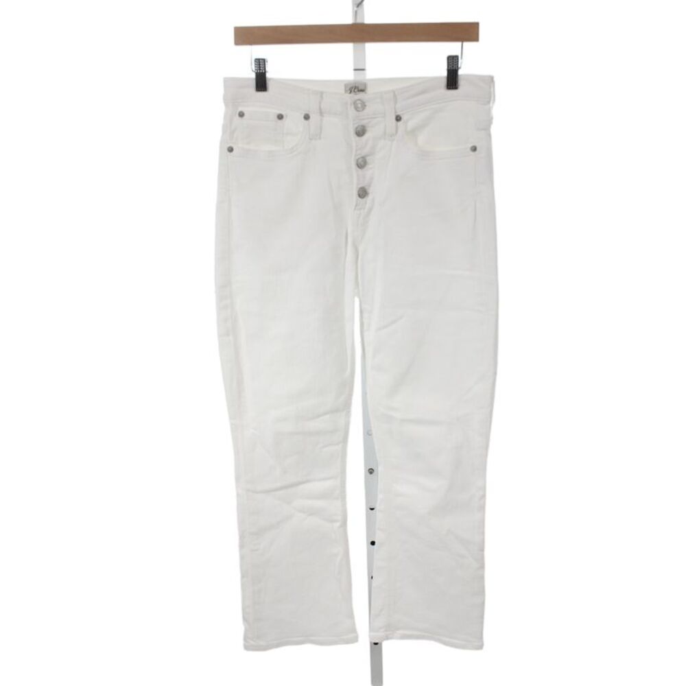 J Crew Women Straight Denim Jeans White Mid Rise Size 29